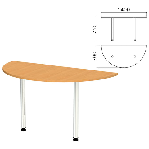 Стол приставной полукруг "Монолит", 1400х700х750 мм, цвет бук бавария (КОМПЛЕКТ)