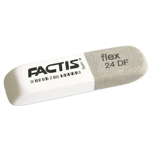 Ластик большой FACTIS Flex 24 DF (Испания), 74х20х10 мм, бело-серый, прямоугольный, CCF24DF