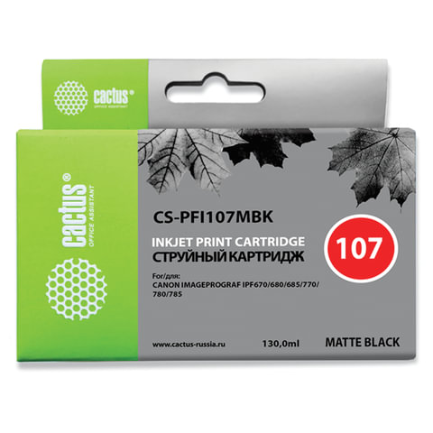 Картридж струйный CACTUS (CS-PFI107MBK) для CANON PF680/685/780/785, матовый черный