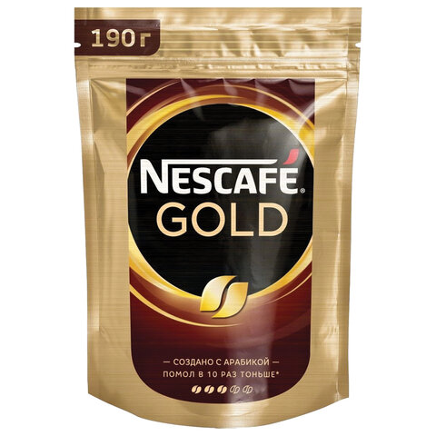 Кофе молотый в растворимом NESCAFE (Нескафе) "Gold", сублимированный, 190 г, мягкая упаковка, 12403031