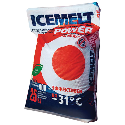 Реагент антигололедный 25 кг, ICEMELT Power, до -31С, хлористый кальций + ингибитор коррозии, мешок