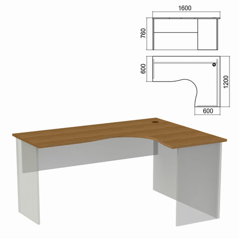 Стол компактный ЧАСТЬ 1 "Арго", 1600х1200х760 мм, правый, орех