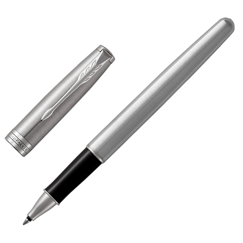 Ручка-роллер PARKER "Sonnet Core Stainless Steel CT", корпус серебристый, палладиевые детали, черная, 1931511