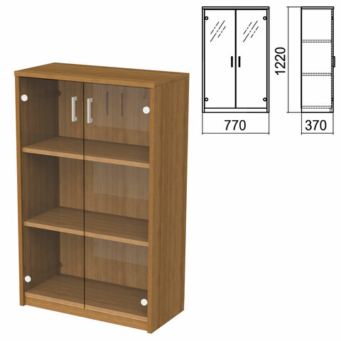 Шкаф закрытый со стеклом "Арго", 770х370х1220 мм, орех (КОМПЛЕКТ)