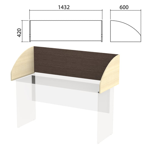 Экран-перегородка "Канц" 1432х600х420 мм, цвет венге/дуб молочный (КОМПЛЕКТ)