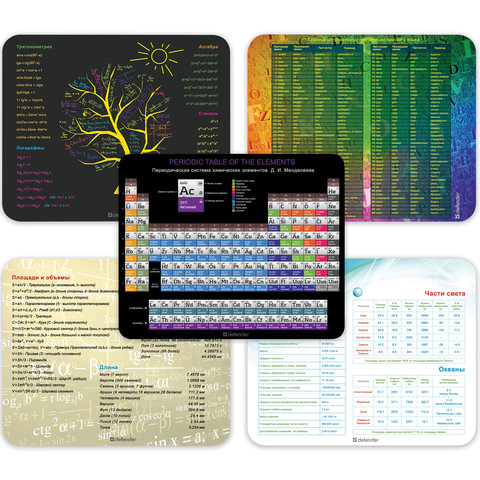 Коврик для мыши DEFENDER School, полипропилен на клейкой основе, 240x190x0,4 мм, 5 видов, 50305