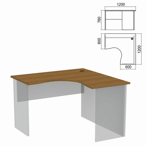 Стол компактный ЧАСТЬ 1 "Арго", 1200х1200х760 мм, правый, орех, А-203.60