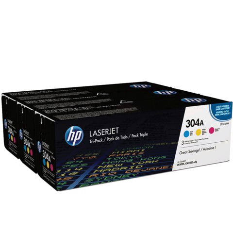 Картридж лазерный HP (CF372AM) ColorLaserJet CM2320/CP2025, №304A, оригинальный, КОМПЛЕКТ 3 цвета по 2800 страниц