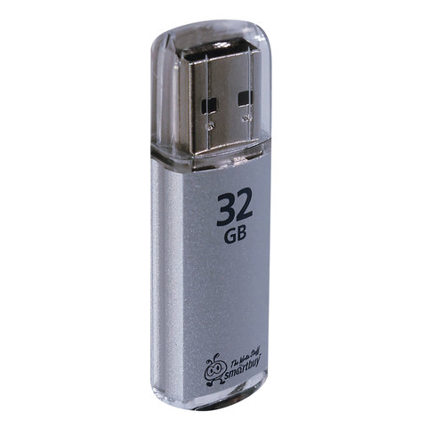 Флеш-диск 32 GB, SMARTBUY V-Cut, USB 2.0, металлический корпус, серебристый, SB32GBVC-S