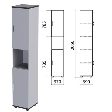 Шкаф полузакрытый "Монолит", 370х390х2050 мм, цвет серый (КОМПЛЕКТ)