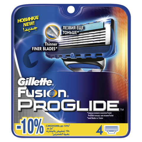 Сменные кассеты для бритья 4 шт., GILLETTE (Жиллет) "Fusion ProGlide", для мужчин