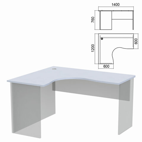 Стол компактный ЧАСТЬ 1 "Арго", 1400х1200х760 мм, левый, серый
