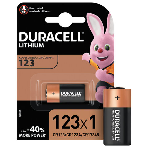 Батарейка DURACELL Ultra CR123, Lithium, 1 шт., в блистере, 3 В, 75058646