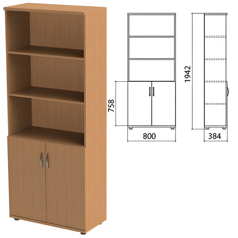 Шкаф полузакрытый "Этюд", 800х384х1942 мм, цвет бук бавария (КОМПЛЕКТ)