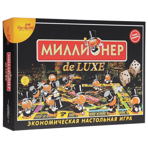 Игра настольная "Миллионер de LUXE", игровое поле, карточки, банкноты, жетоны, ORIGAMI, 01828